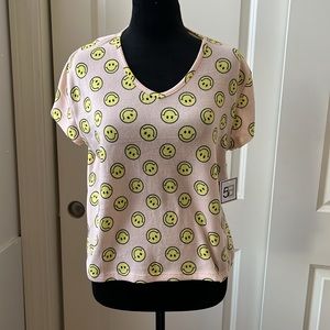 NWT Happy, Smiley Face Print, 5B short sleeve shirt